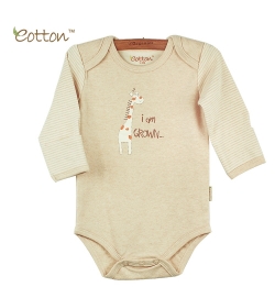 Eotton 100%有機棉嬰兒長袖長頸鹿三角爬內衣