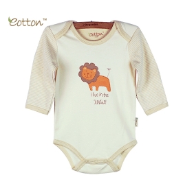 Eotton 100%有機棉嬰兒長袖獅子三角爬內衣